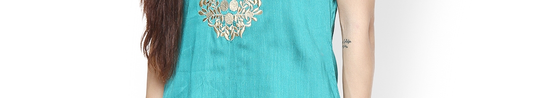 Buy Kyla F Women Teal Blue Embroidered Kurta - Kurtas for Women 629035 ...