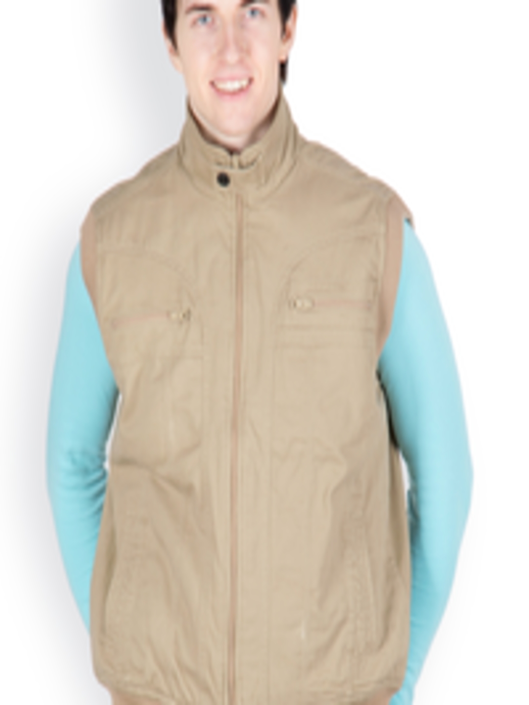 Buy Cotton County Premium Men Khaki Sleeveless Jacket - Jackets for Men ...
