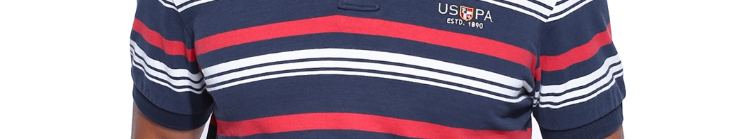 Buy U.S. Polo Assn. Denim Co. Men Navy Striped Polo Pure Cotton T Shirt ...