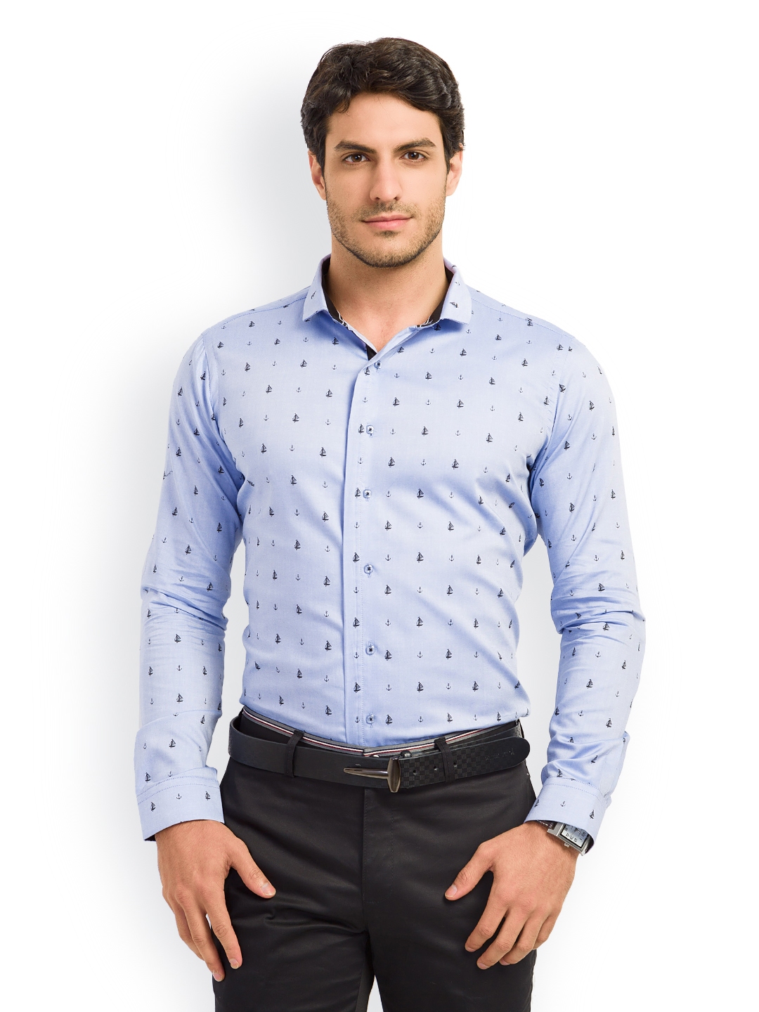 Buy Teemper Men Blue Printed Formal Shirt - Shirts for Men 640148 | Myntra