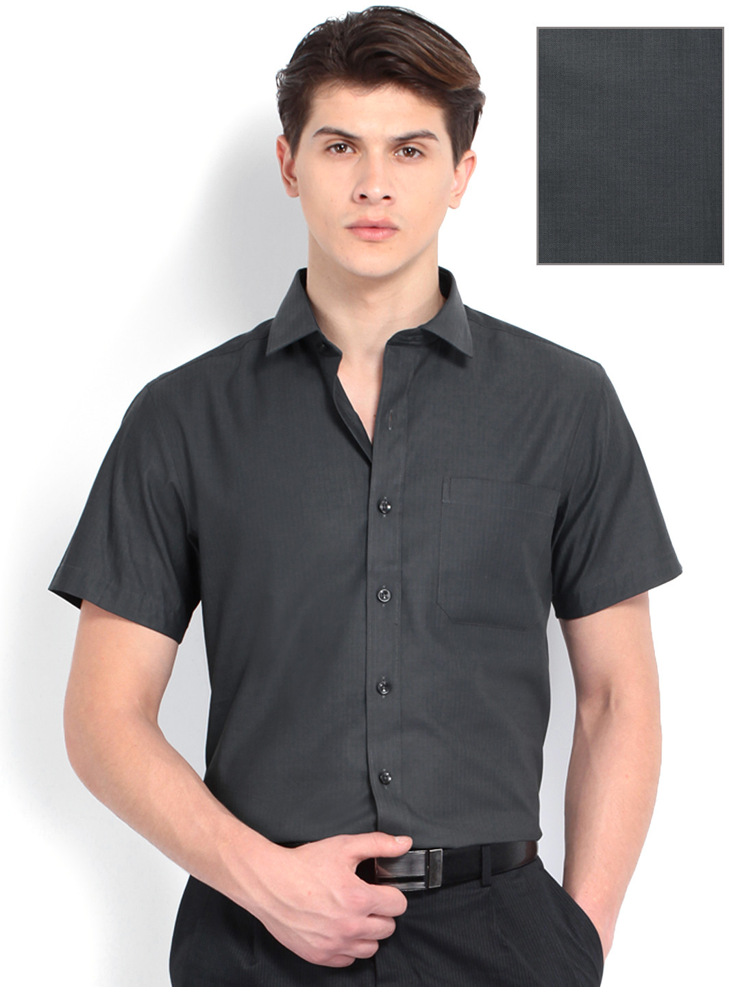 Buy Wills Lifestyle Men Charcoal Grey Slim Fit Formal Shirt Shirts for Men 665306 Myntra