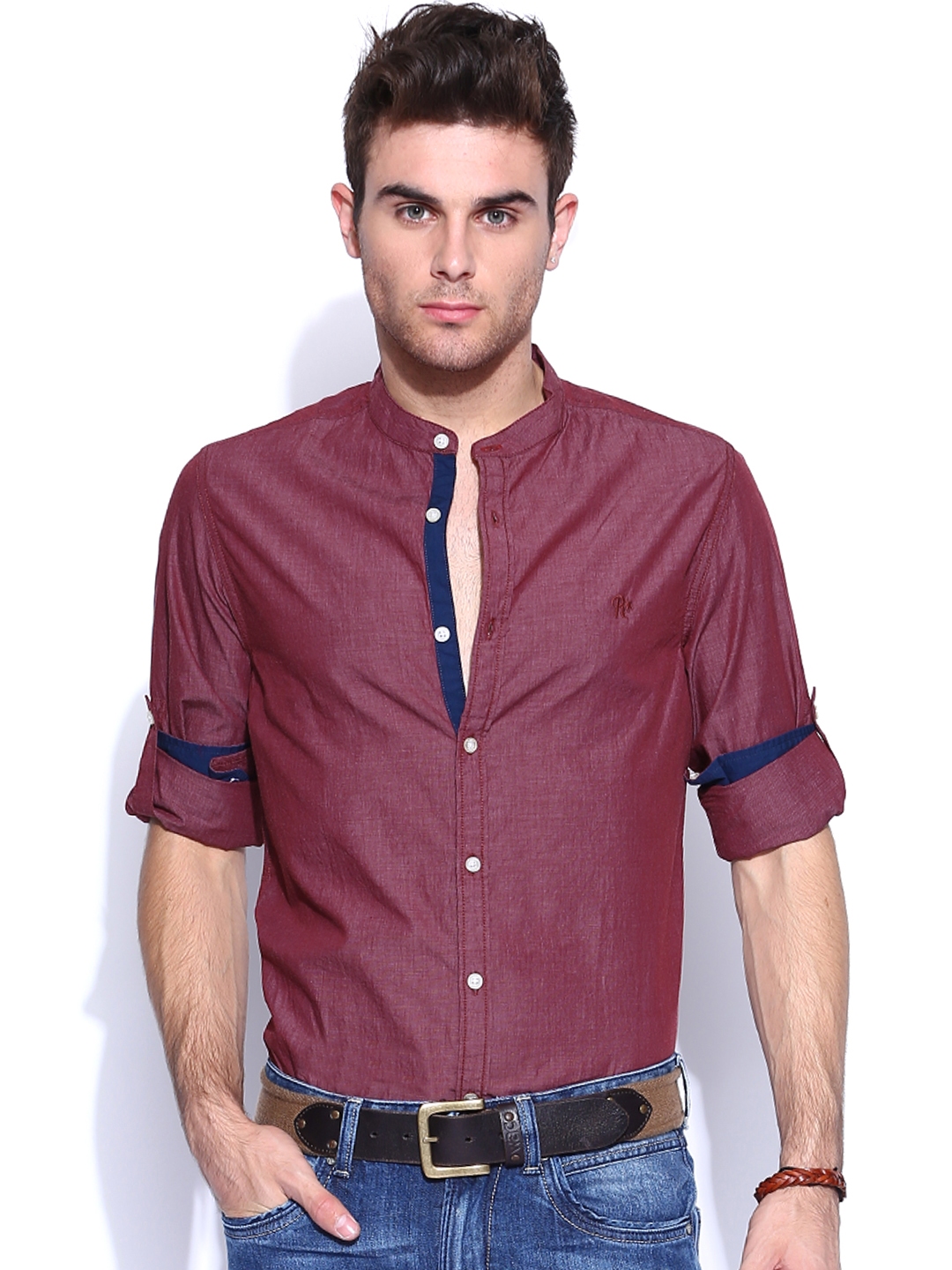 Buy Roadster Maroon Slim Fit Casual Shirt - Shirts for Men 668113 | Myntra