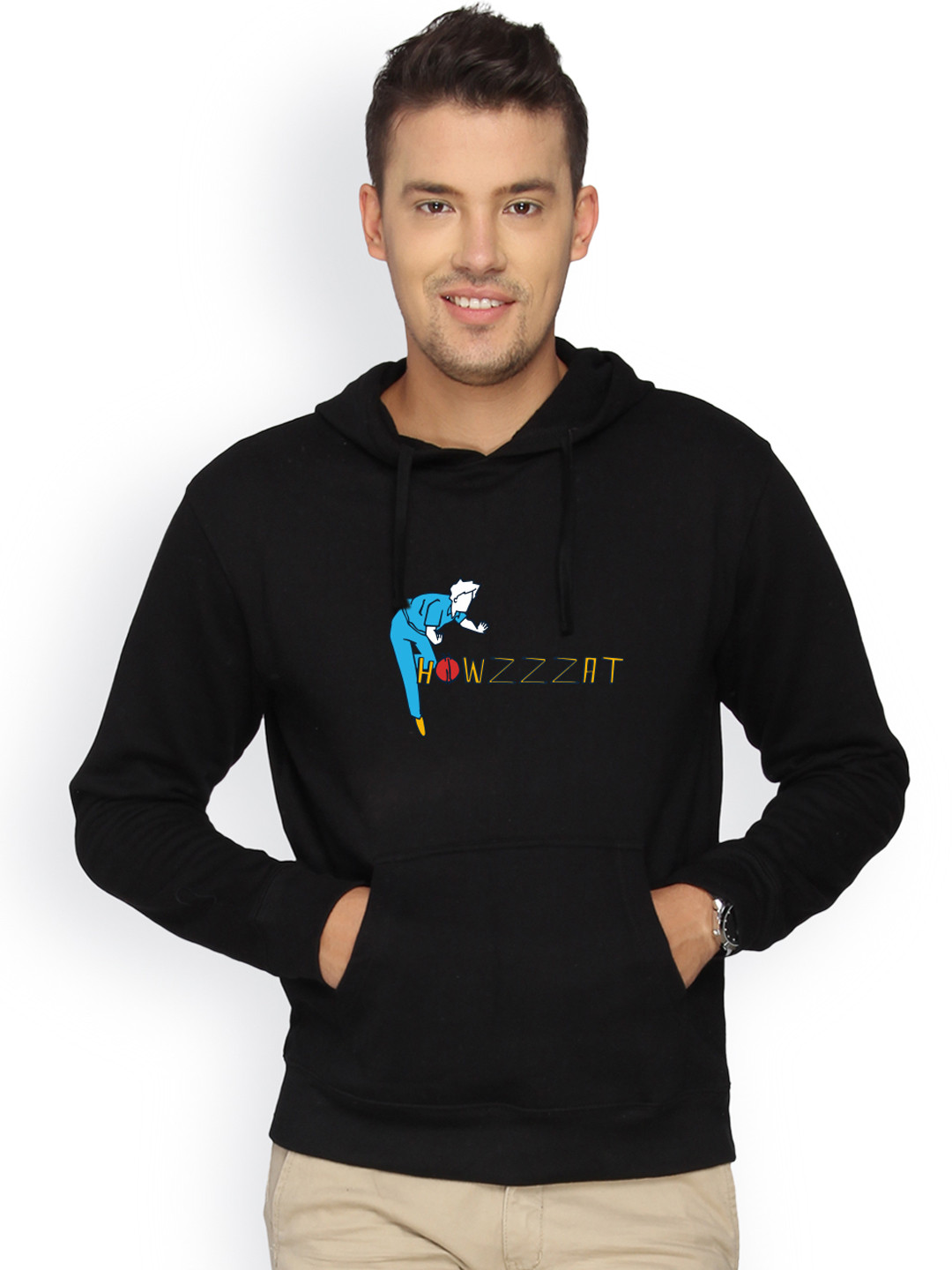 Buy Campus Sutra Men Black Hooded Sweatshirt - Sweatshirts for Men 672759 | Myntra