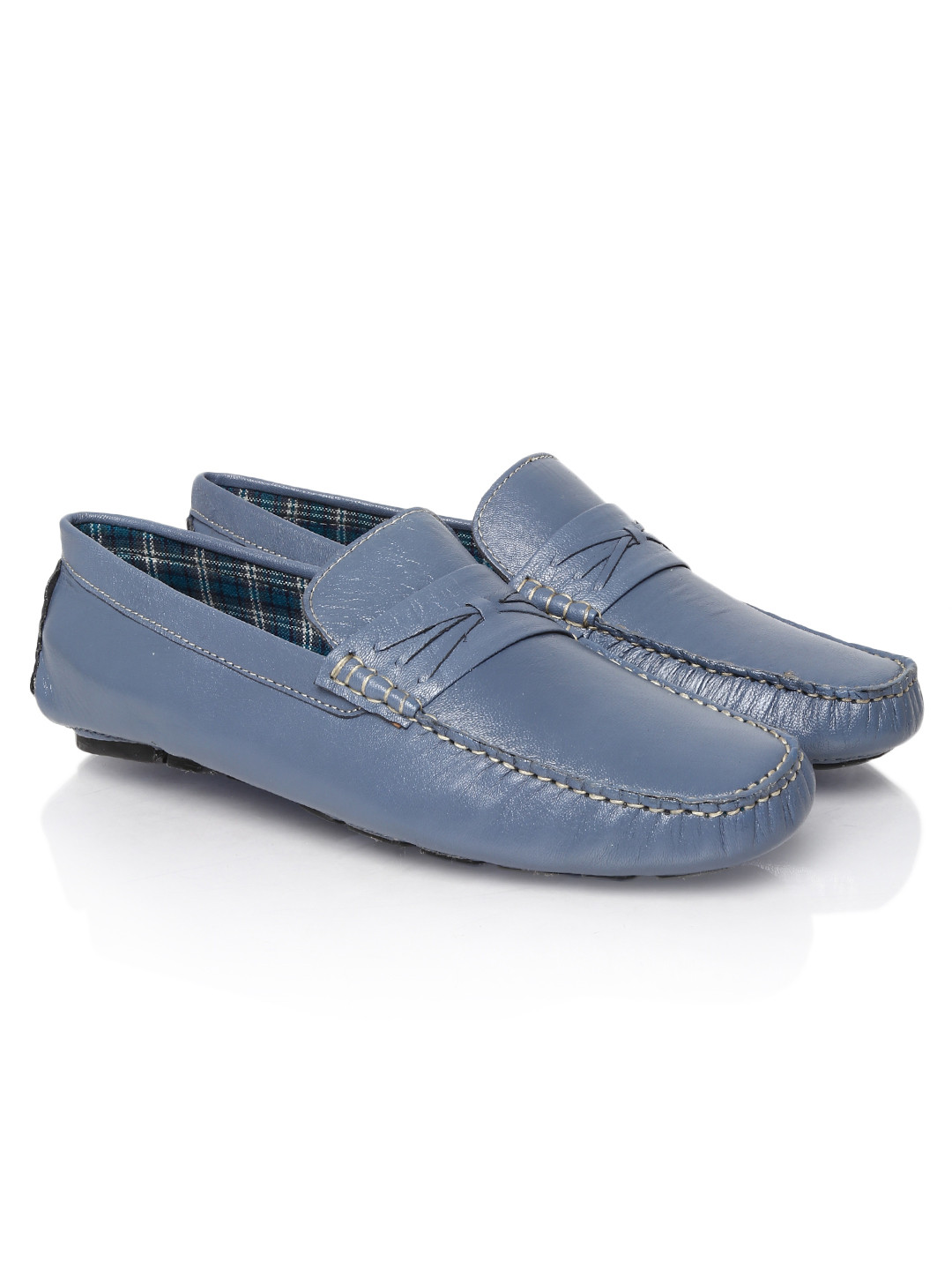Buy Mast & Harbour Men Blue Leather Loafers Casual Shoes for Men