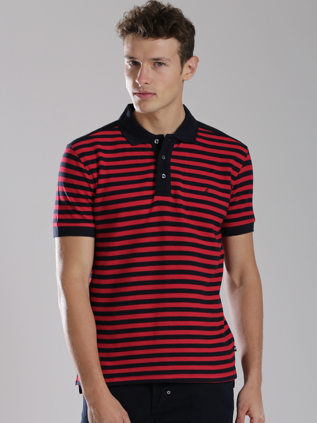 buy-nautica-black-red-striped-polo-pure-cotton-t-shirt-tshirts-for