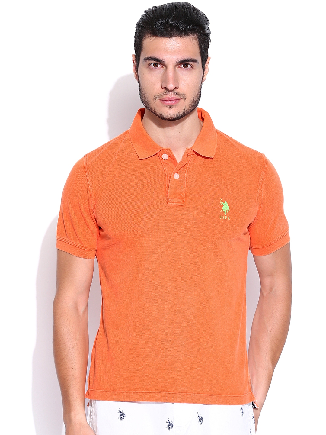 Buy U.S. Polo Assn. Men Orange Polo Pure Cotton T Shirt - Tshirts for ...