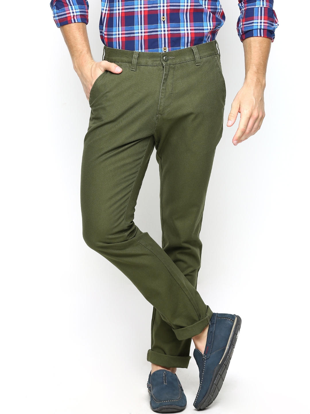 Buy British Club Men Olive Green Casual Trousers - Trousers for Men ...