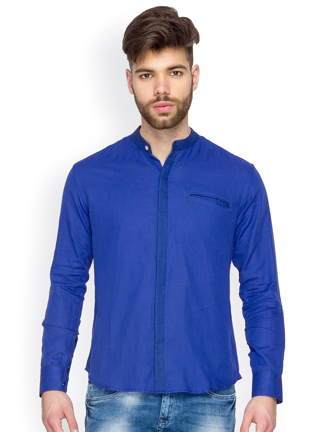Buy Mayank Modi Men Blue Shirt - Shirts for Men 692339 | Myntra