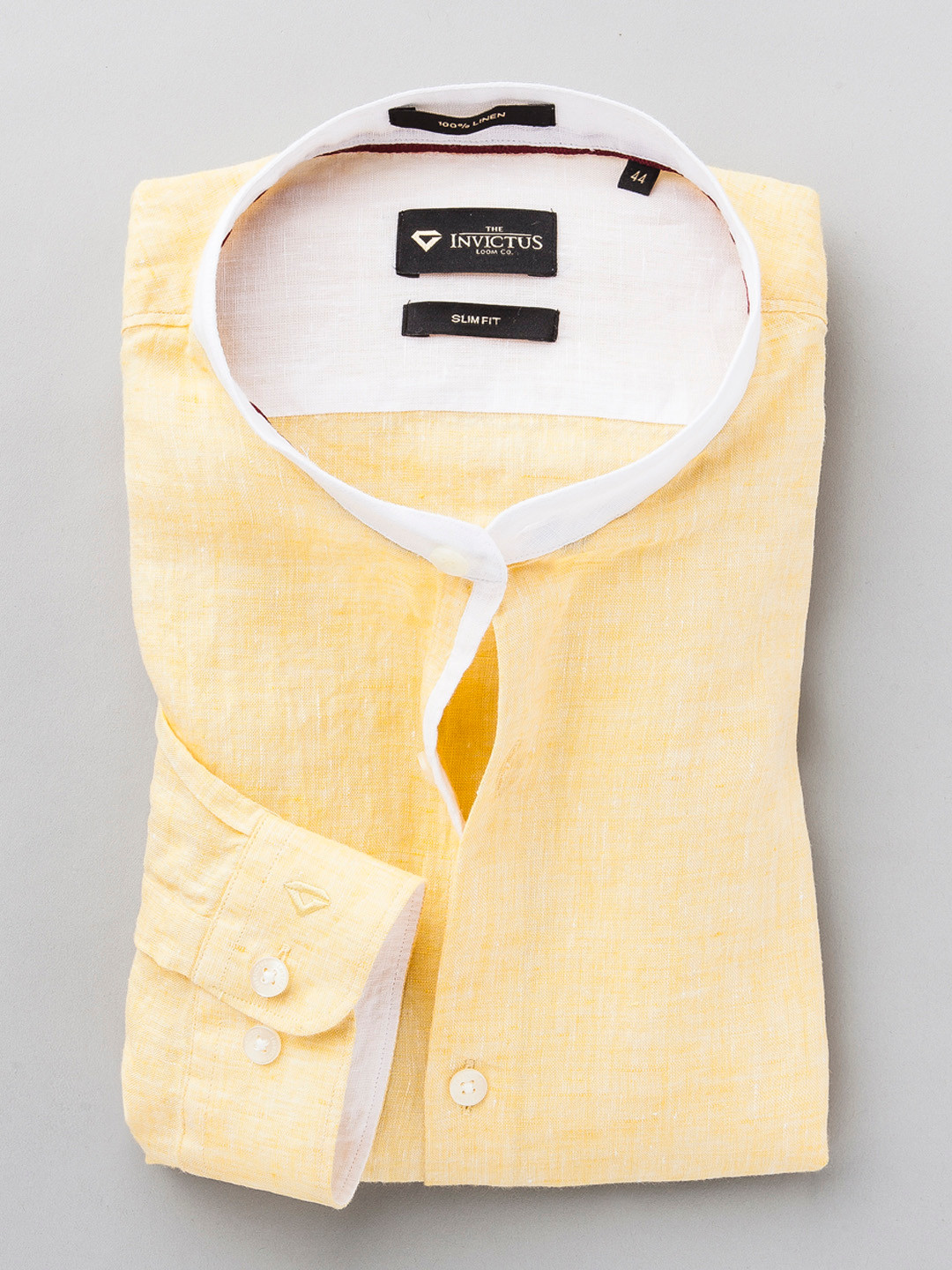 Buy INVICTUS Men Yellow Pure Linen Slim Fit Formal Shirt Shirts for