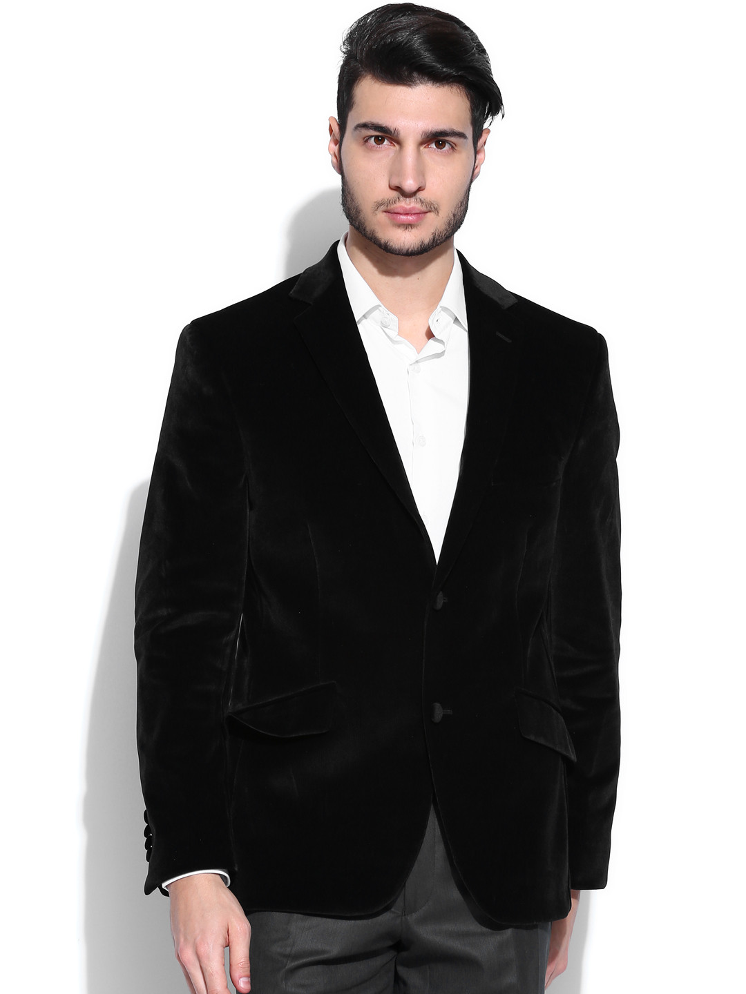 Buy Theme Men Black Slim Fit Corduroy Blazer Blazers for Men 697781