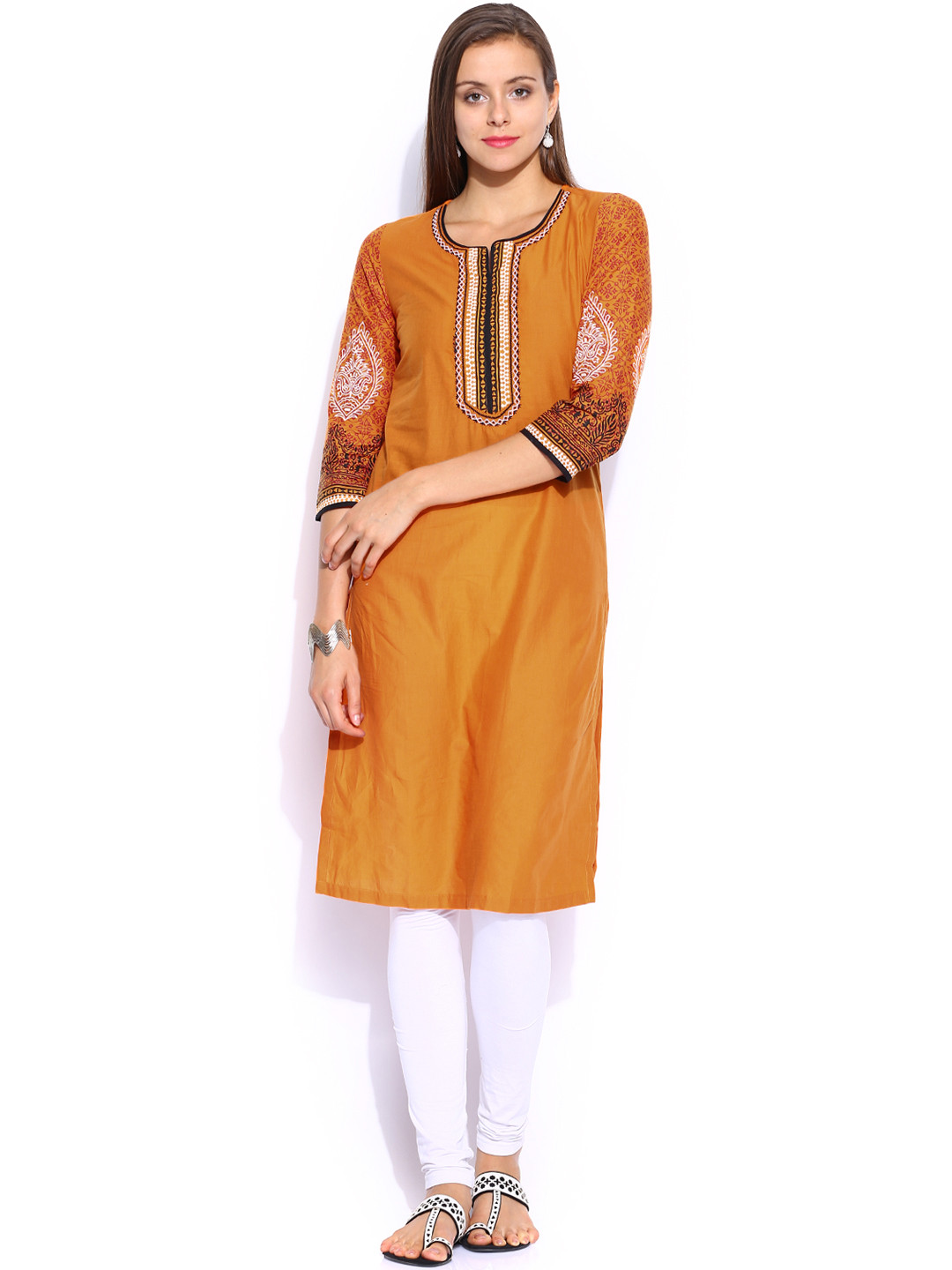 Rangriti kurti orange & white