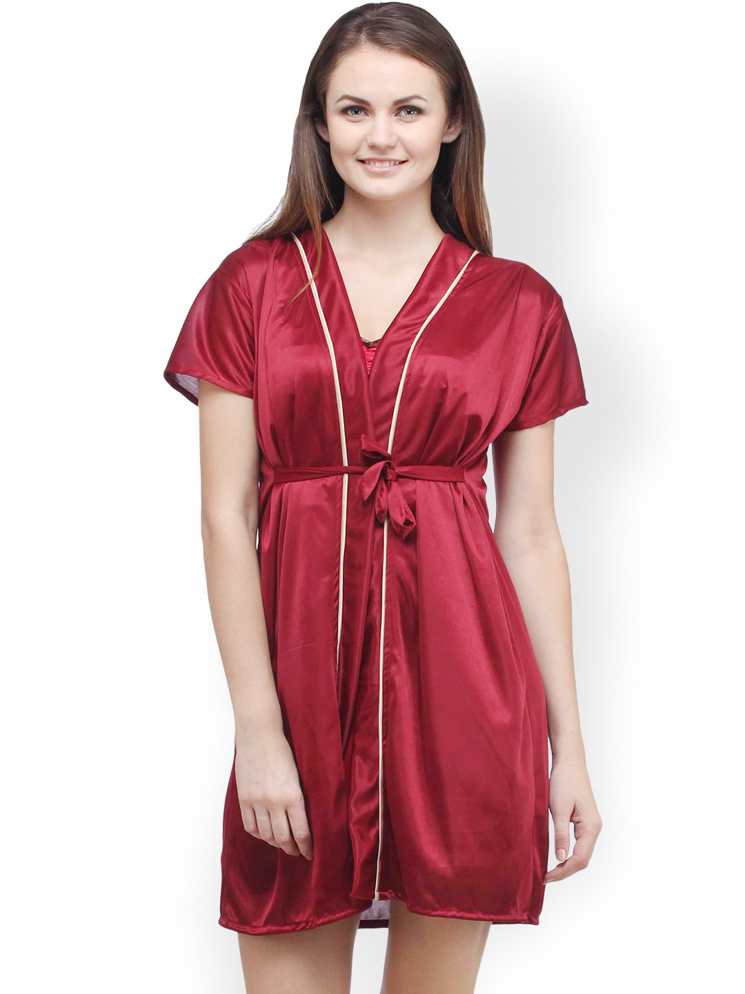 Buy Klamotten Women Maroon Satin Robe XX93 - Robe for Women 711781 | Myntra