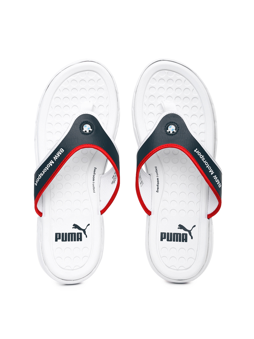 Buy PUMA Men White & Navy BMW Motorsport Slip In Flip Flops - Flip ...