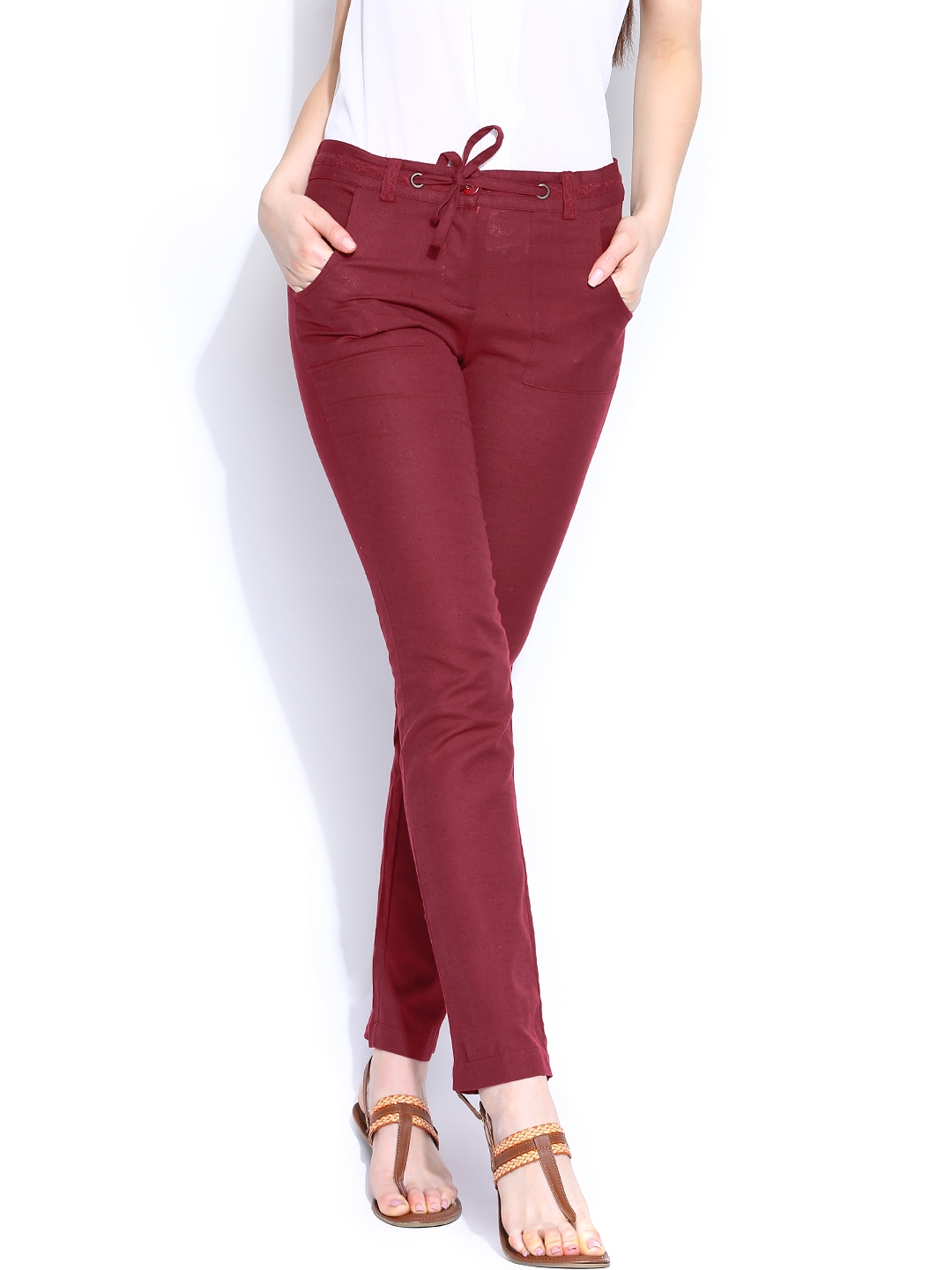 maroon color ladies pants