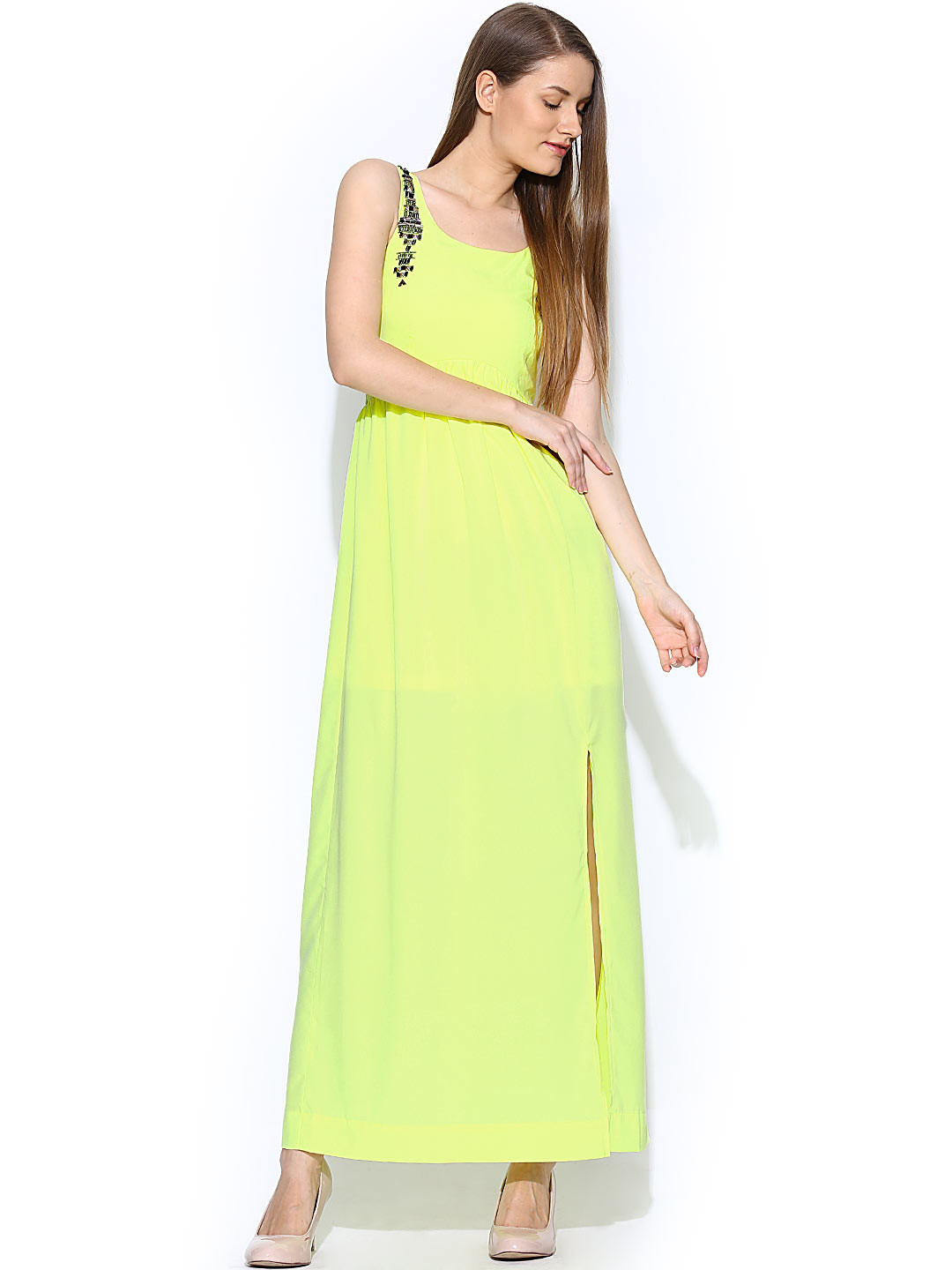 Buy Vero Moda Lemon Yellow Maxi Dress - Dresses for Women 726824 | Myntra