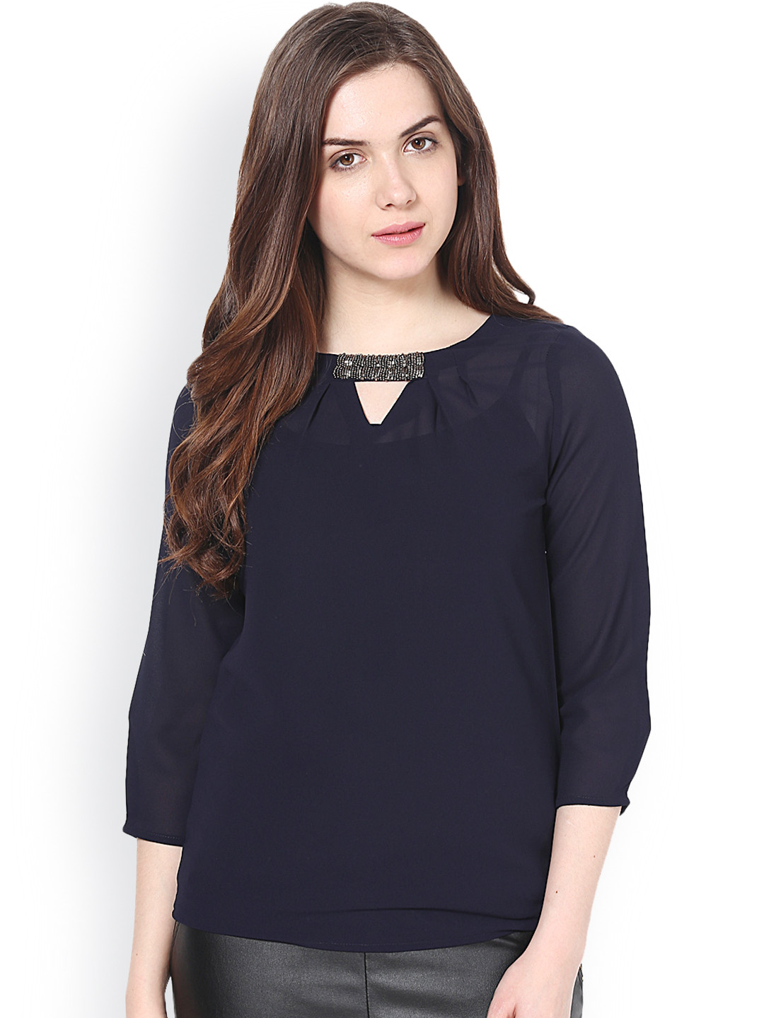 Buy Harpa Women Navy Sheer Top Tops for Women 733659 Myntra