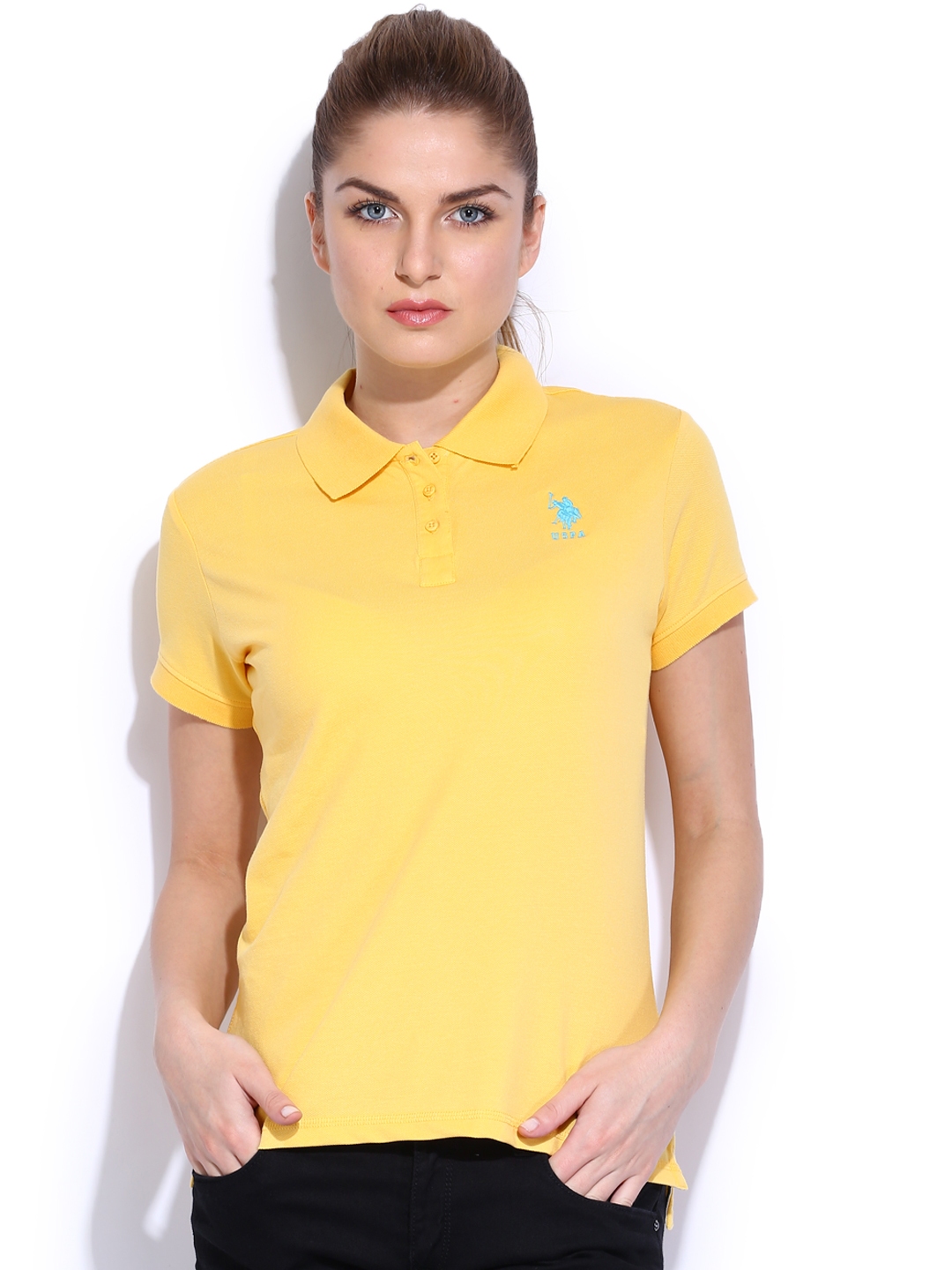 Buy U.S. Polo Assn. Women Yellow Polo T Shirt - Tshirts for Women ...