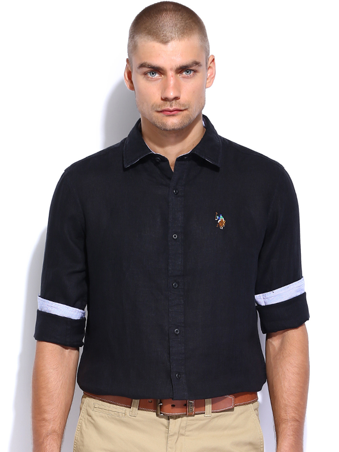 Buy U.S. Polo Assn. Black Linen Tailored Fit Smart Casual Shirt