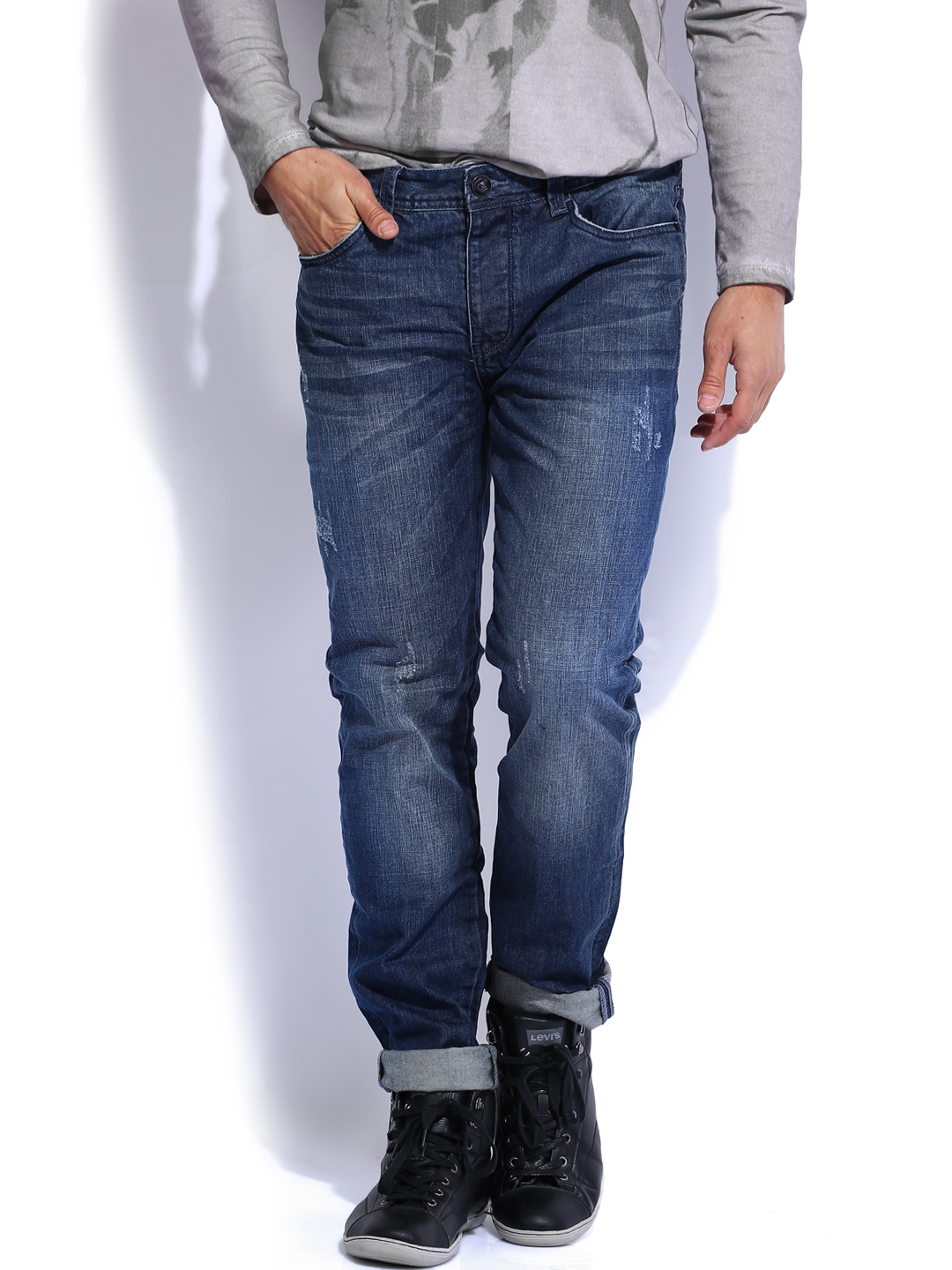Buy Breakbounce Men Blue Buddy Hug Regular Fit Jeans - Jeans for Men ...