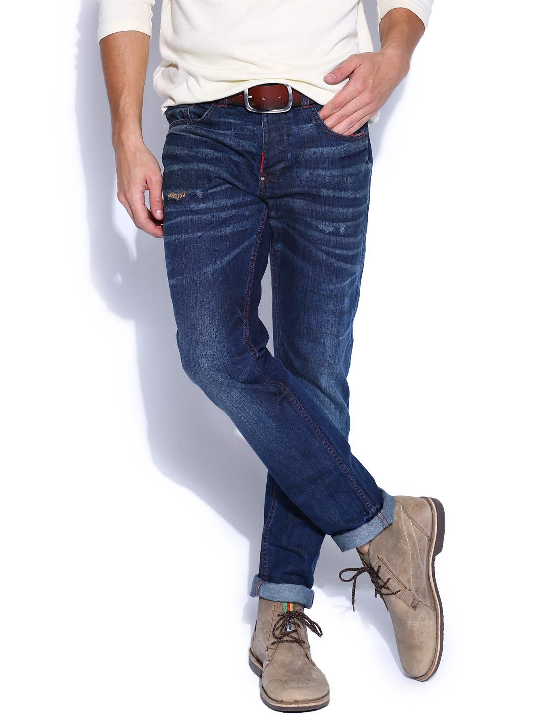 Buy Breakbounce Men Blue Bear Hug Slim Fit Jeans - Jeans for Men 746904 ...