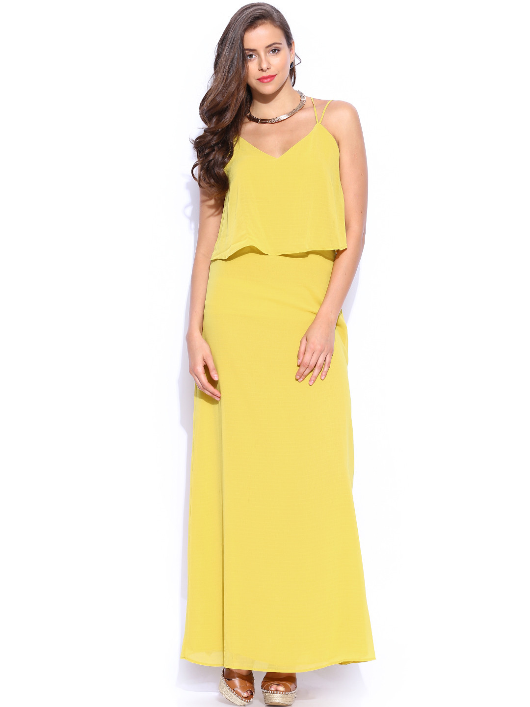 Buy MANGO Mustard Yellow Maxi Dress Dresses for Women 748307 Myntra