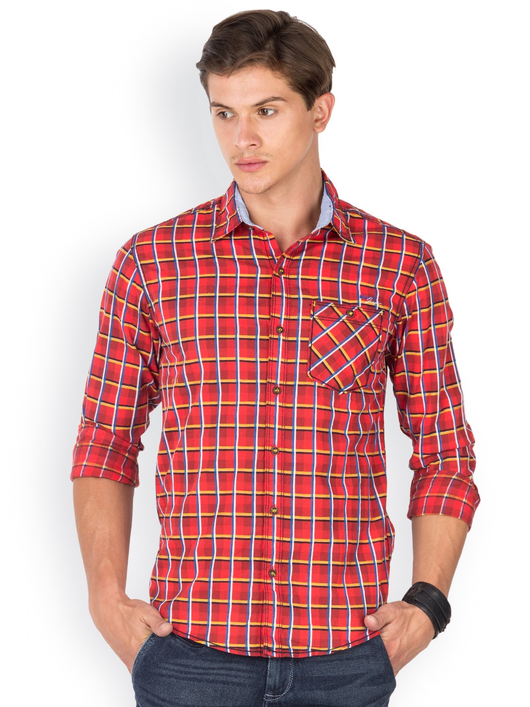 Buy Mufti Men Red Checked Casual Shirt - Shirts for Men 749832 | Myntra