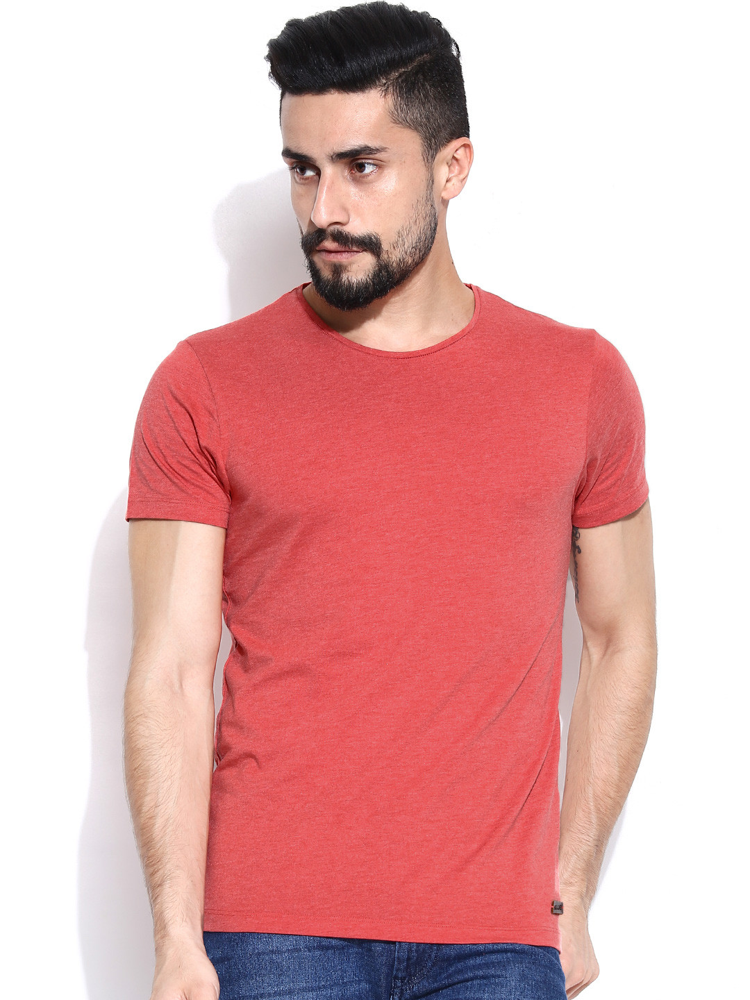 Buy Jack & Jones Men Coral Orange T Shirt Tshirts for Men 750735 Myntra