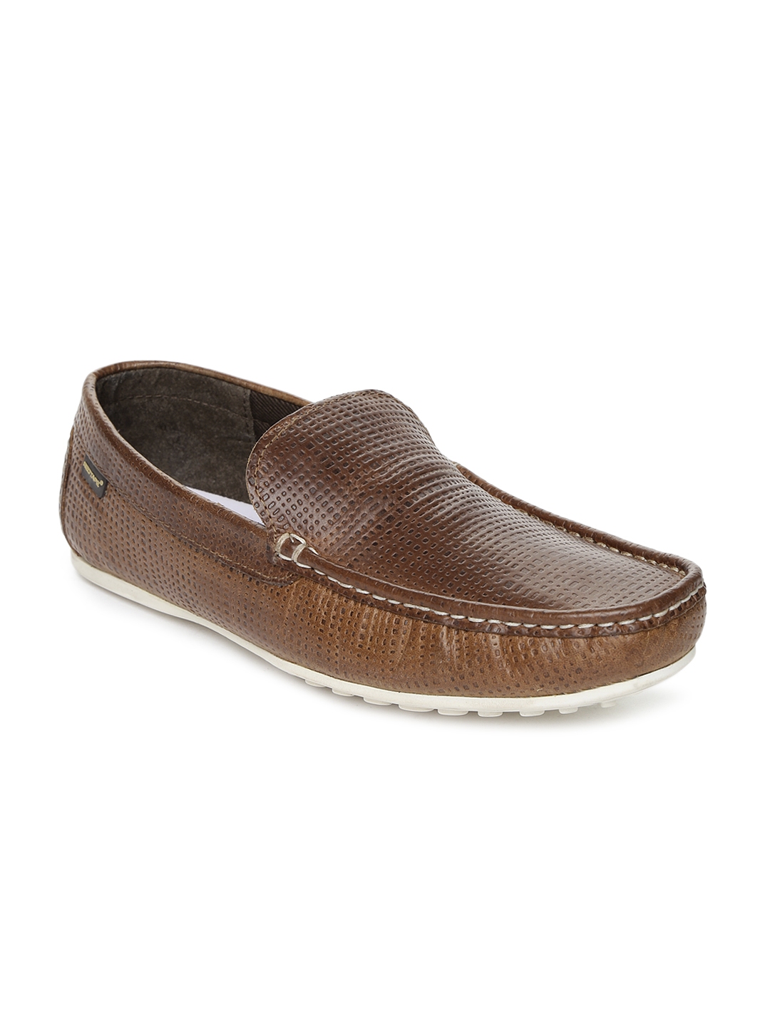 red tape men brown leather loafers