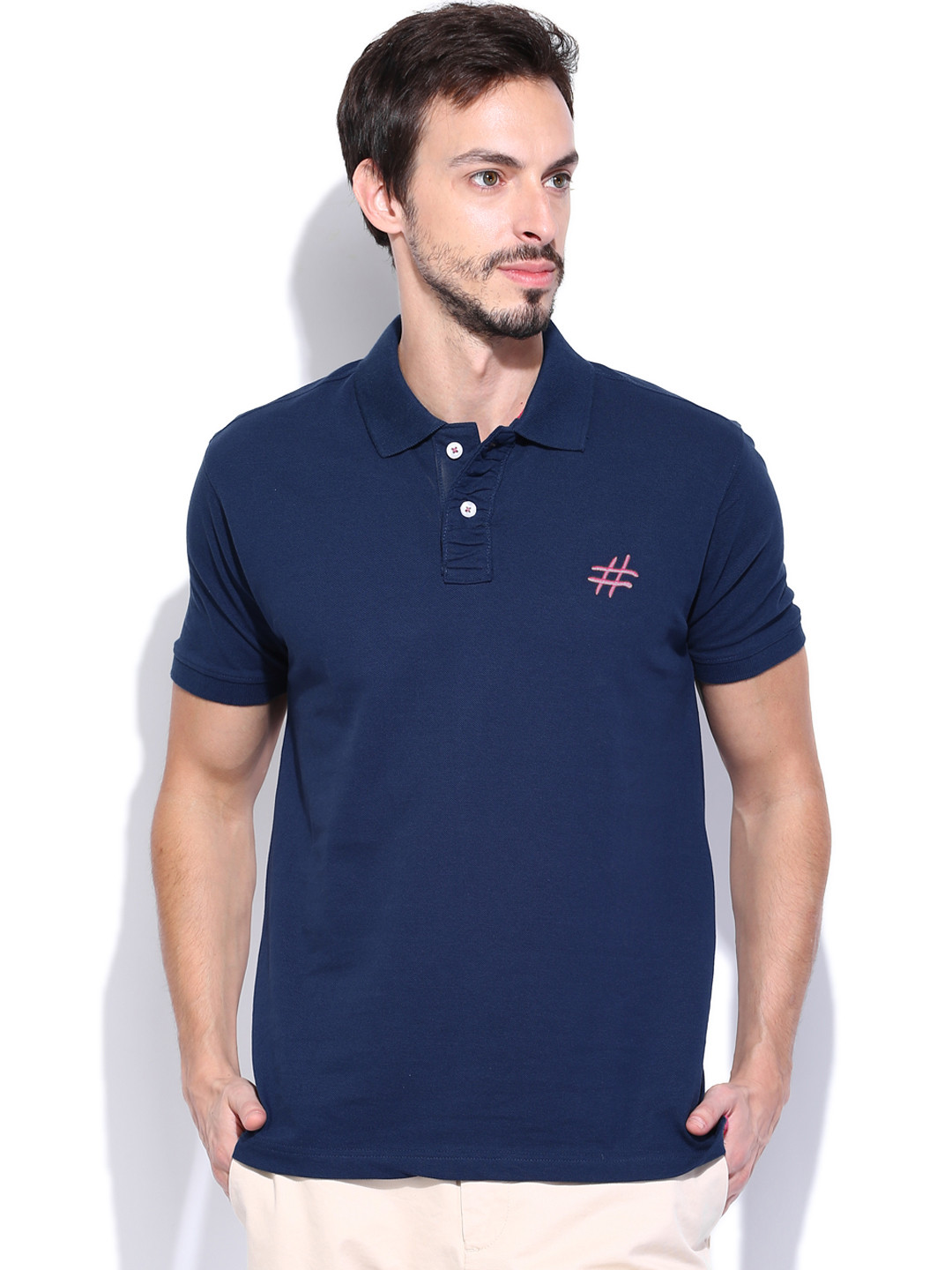 Buy People Men Blue Polo Pure Cotton T Shirt Tshirts for Men 765667