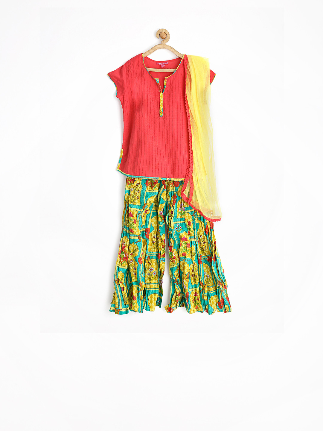 Buy BIBA Girls Mughal Chintz Multicoloured Kurta With Palazzo Pants