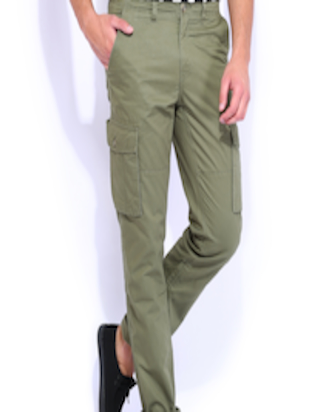 Buy U.S. Polo Assn. Olive Green Slim Fit Cargo Trousers - Trousers for ...