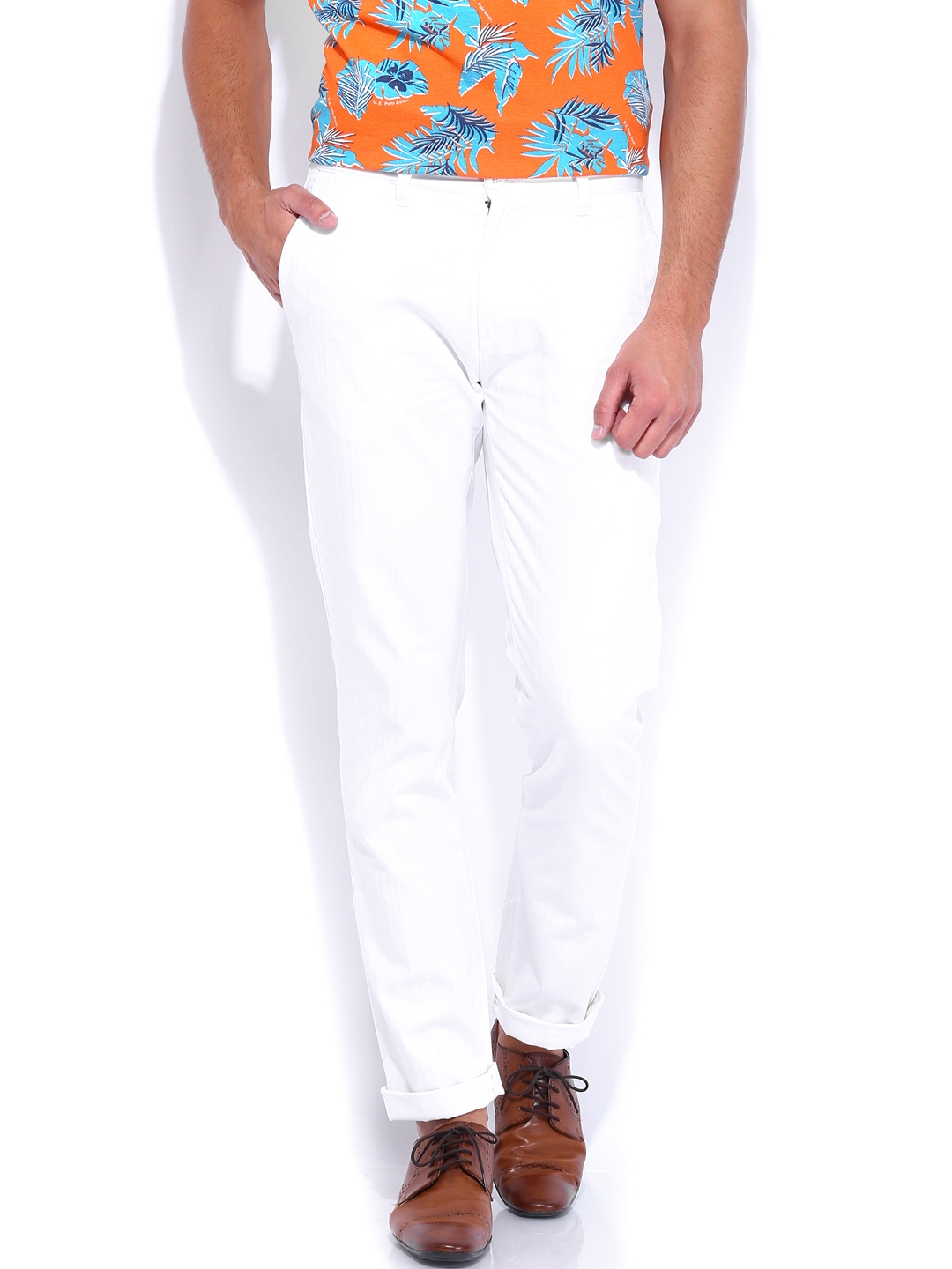white slim fit trousers