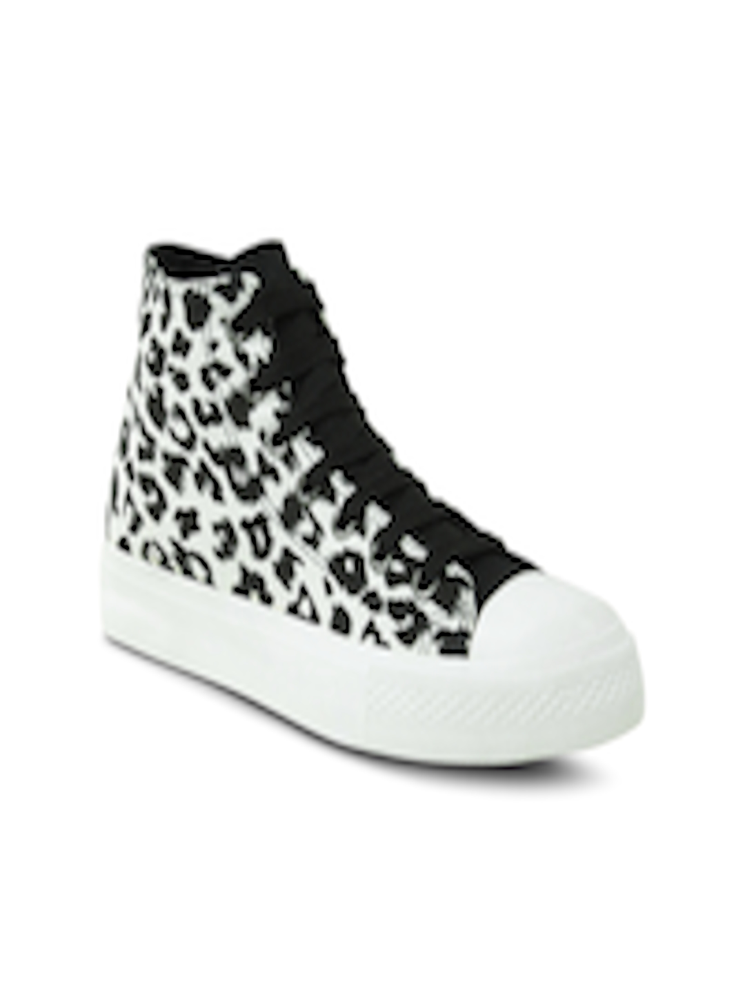 Buy Get Glamr Women Black & White Printed Casual Shoes - Casual Shoes ...
