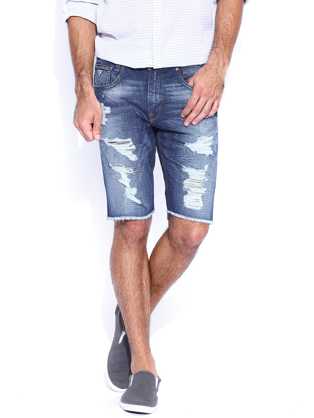 Buy GUESS Blue Denim Shorts Shorts for Men 783499 Myntra
