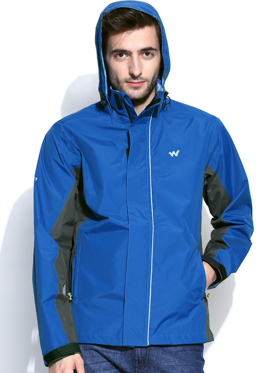 Buy Wildcraft Men Blue & Grey Hooded Rain Pro Cheater Rain Jacket for