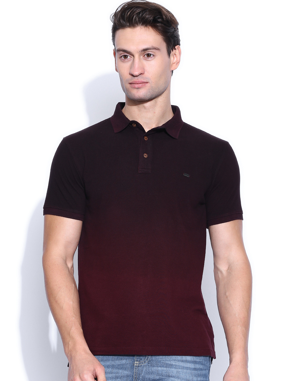 Buy Locomotive Burgundy Polo Pure Cotton T Shirt - Tshirts for Men ...