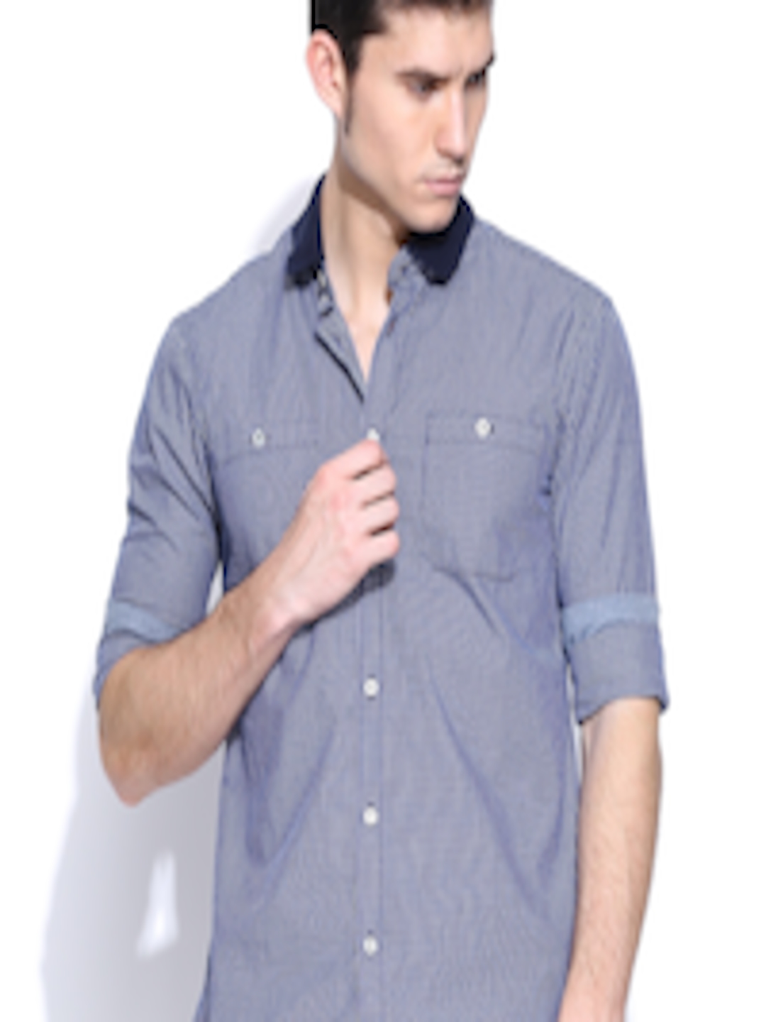 Buy Celio Blue & White Checked Slim Fit Casual Shirt - Shirts for Men ...
