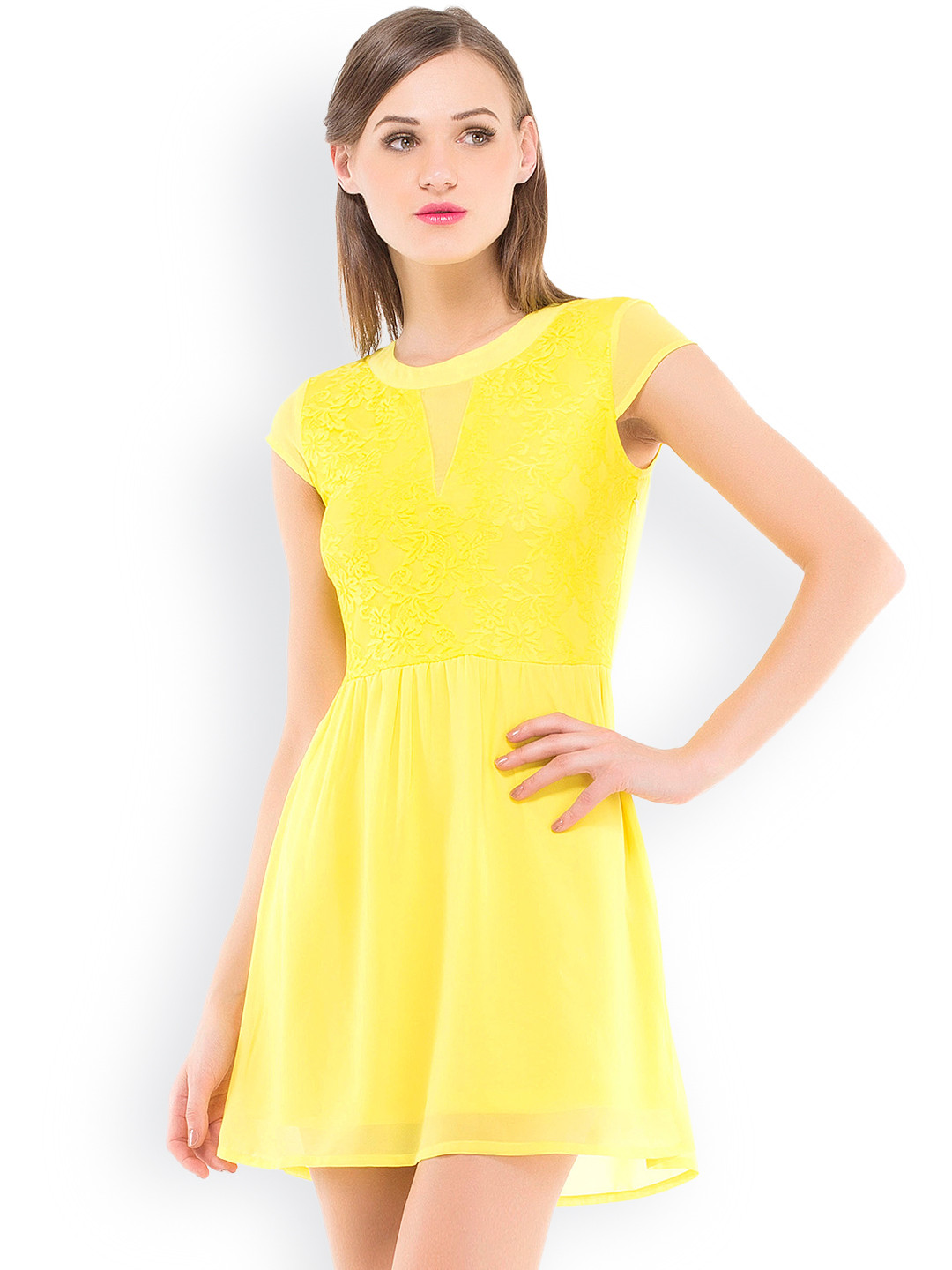 Buy Kazo Yellow A Line Dress Dresses for Women 795065 Myntra