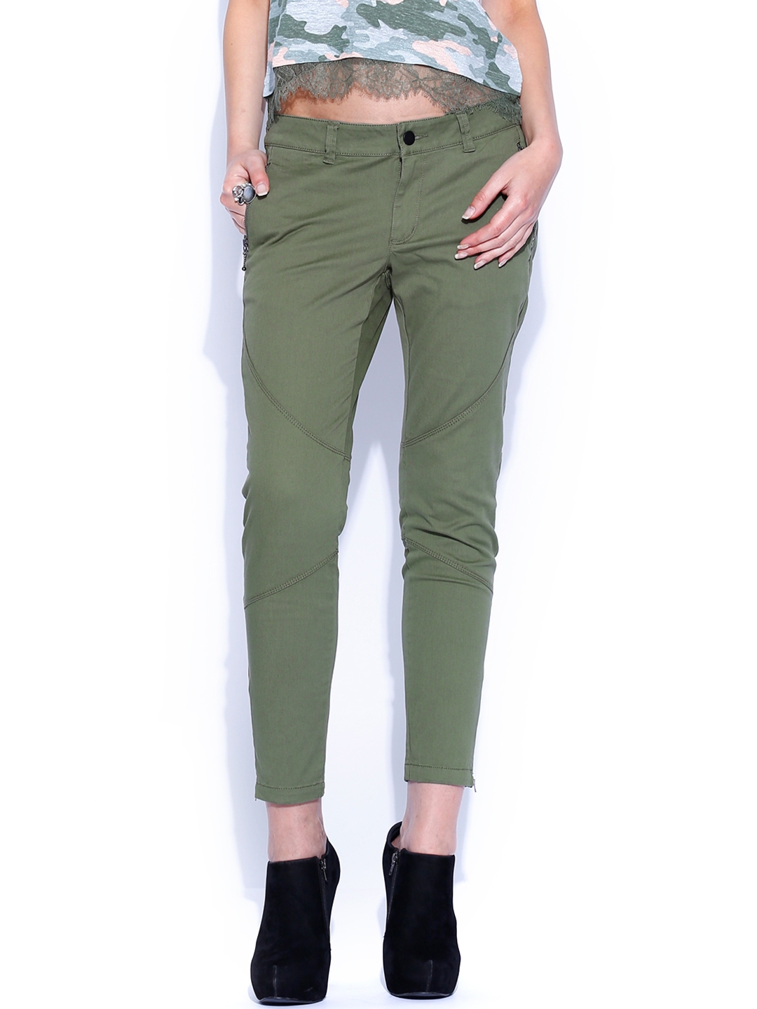 olive green ankle pants