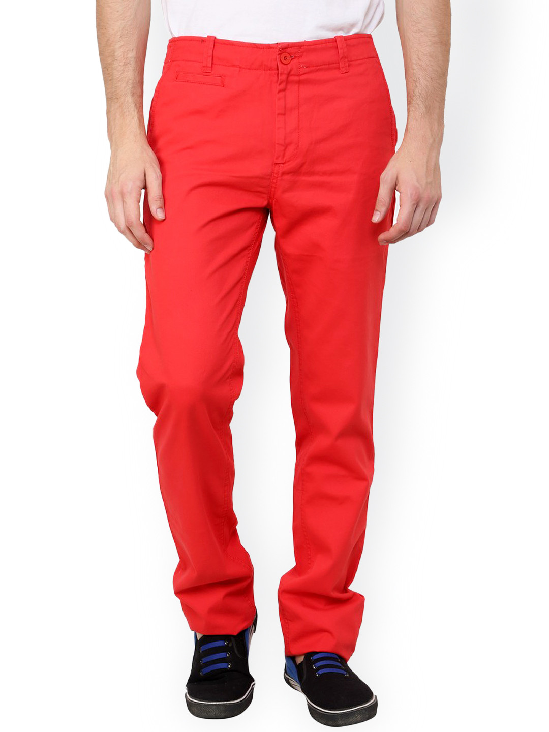 Buy Cotton County Premium Red Smart Casual Trousers Trousers for Men