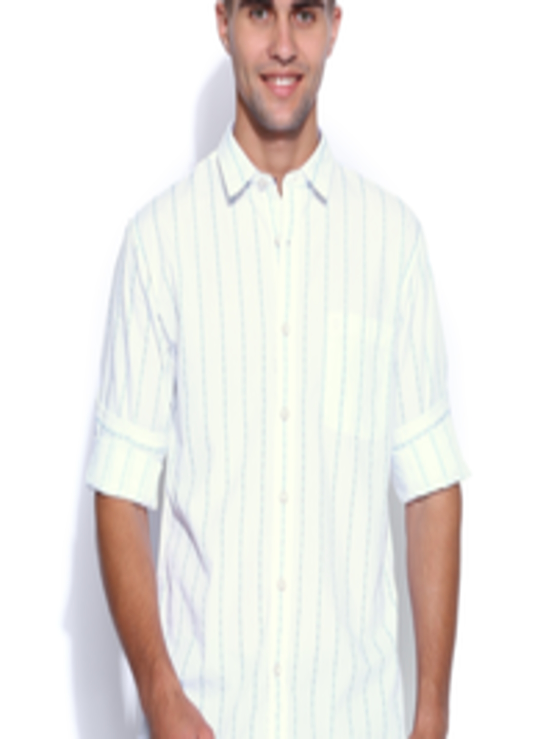 Buy IZOD White & Blue Printed Smart Casual Shirt - Shirts for Men ...
