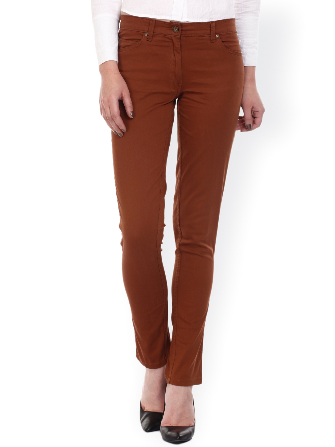Buy Mustard Brown Trousers Trousers for Women 822292 Myntra