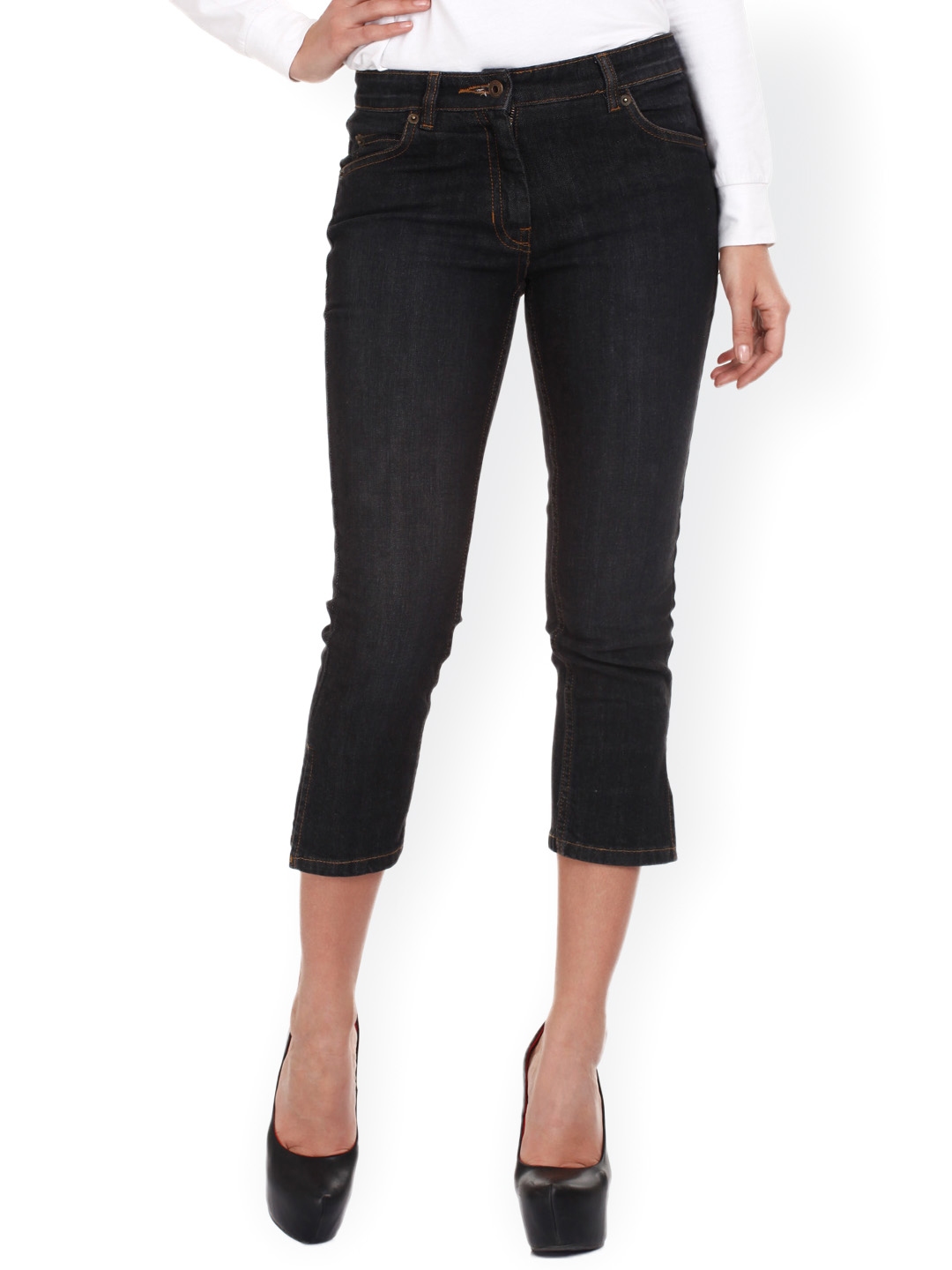 black denim capris