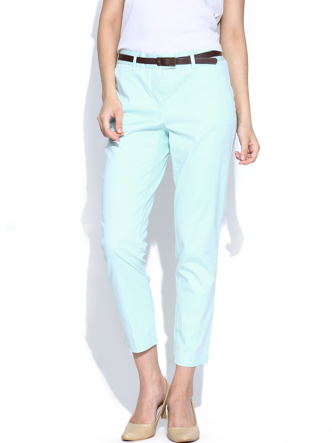 mint green trousers