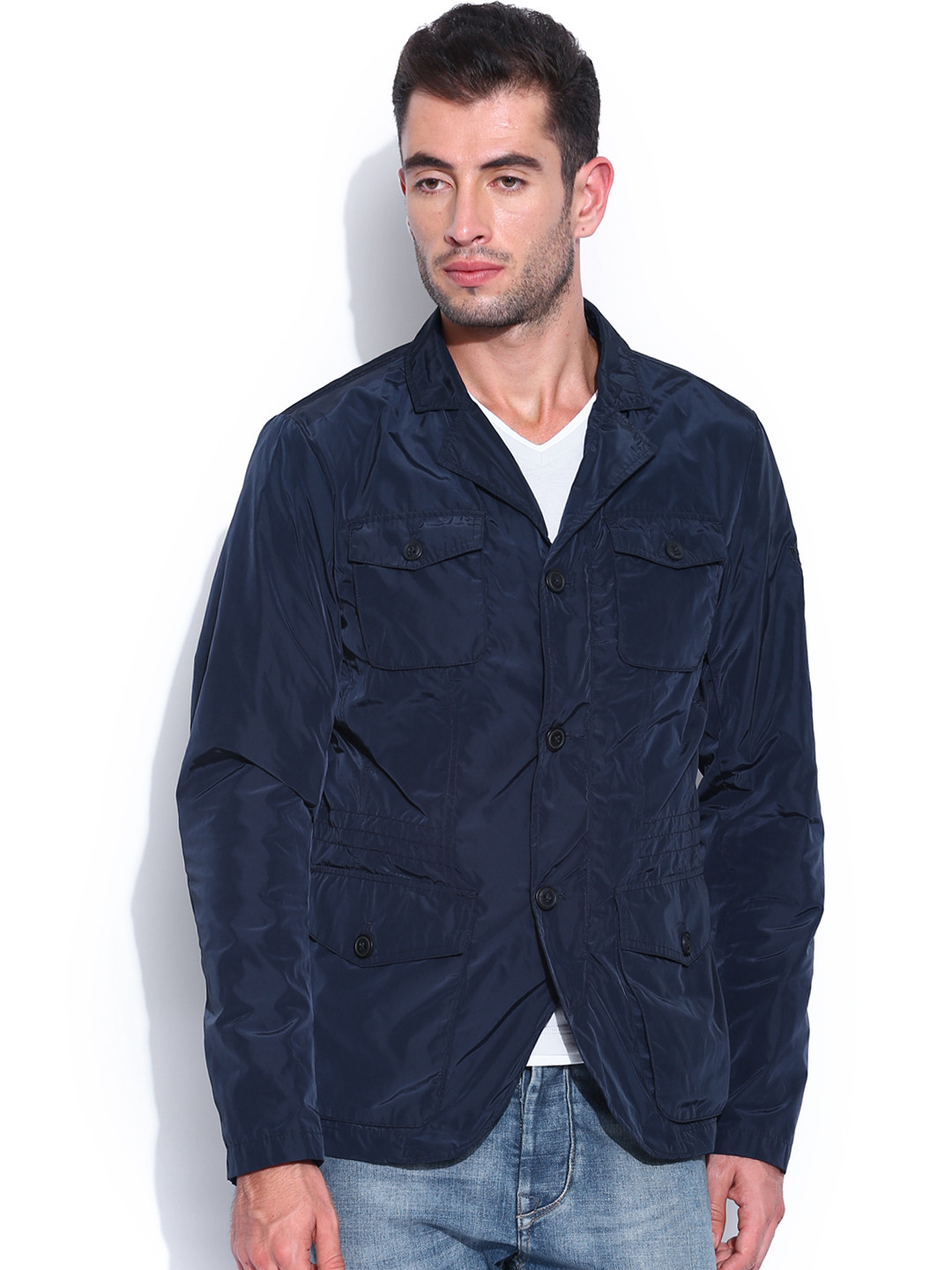 Buy GAS Navy Slim Jacket Jackets for Men 831338 Myntra