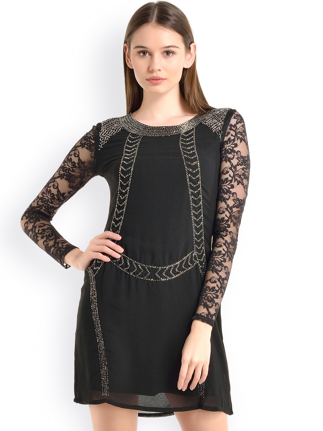 Buy Kazo Black Embellished Shift Dress Dresses for Women 832984 Myntra