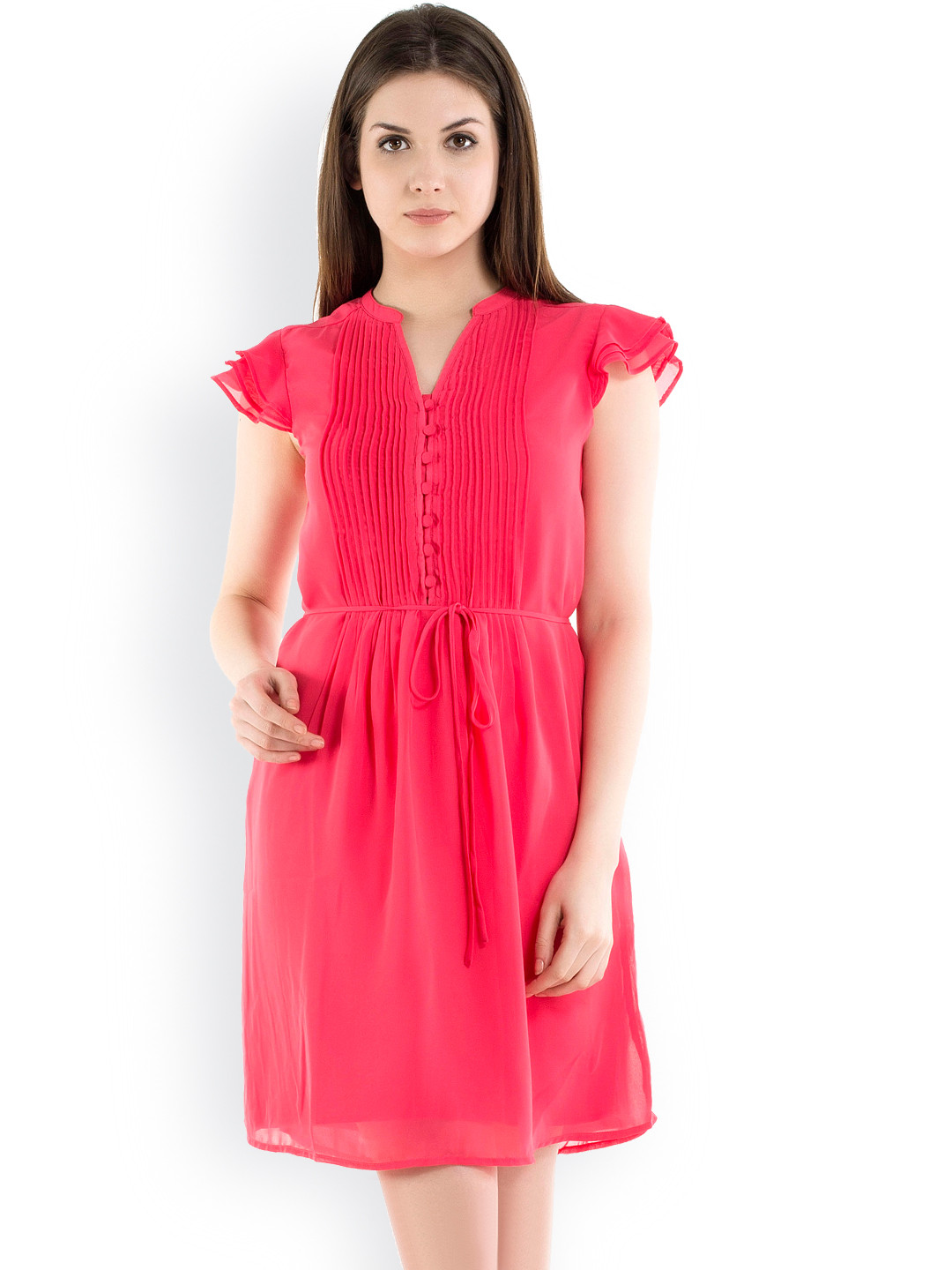 Buy Kazo Pink Serene Belted Dress Dresses for Women 832987 Myntra