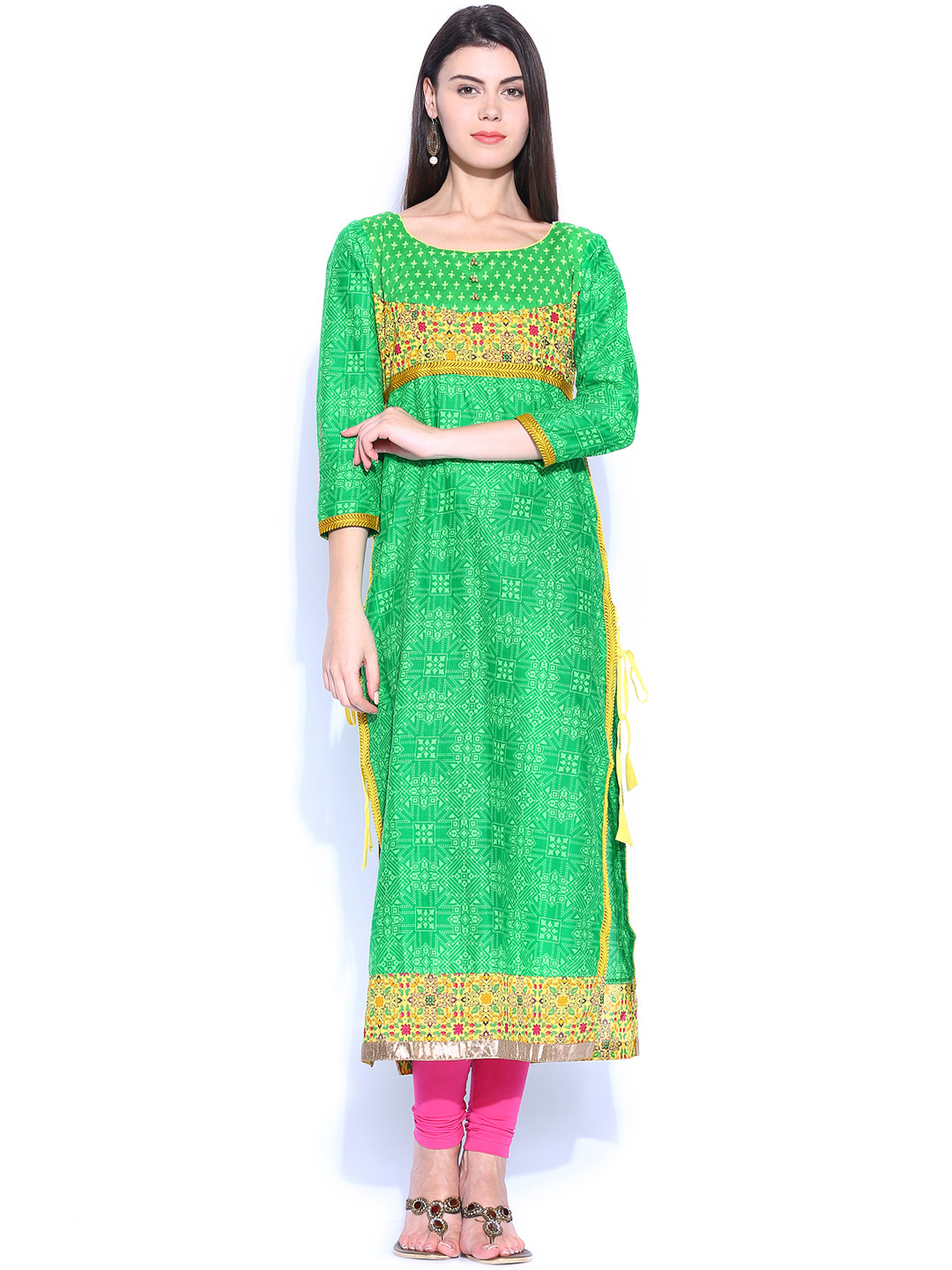 Buy Vishudh Green Printed Kurta Kurtas for Women 837028 Myntra