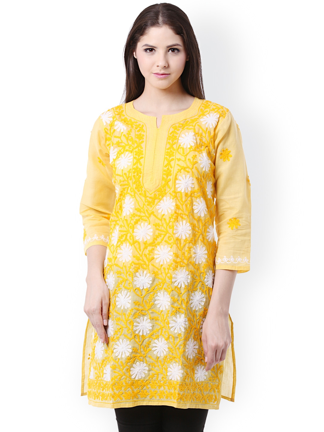 chikankari kurta myntra