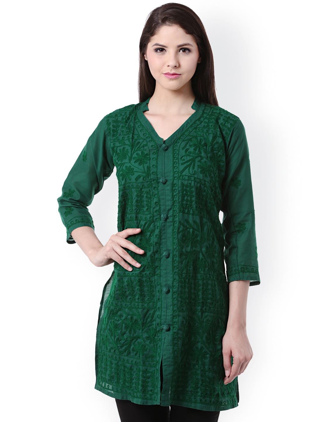 chikankari kurta myntra